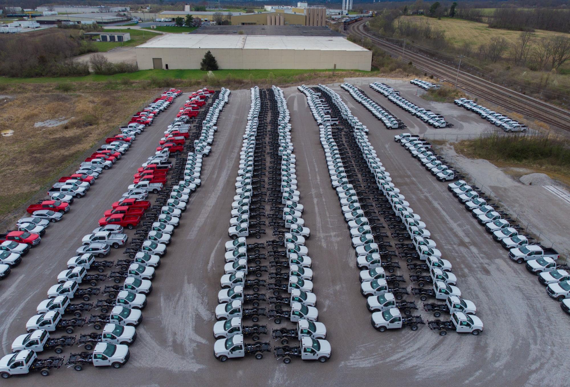 Industrial fleet inventory drone shot