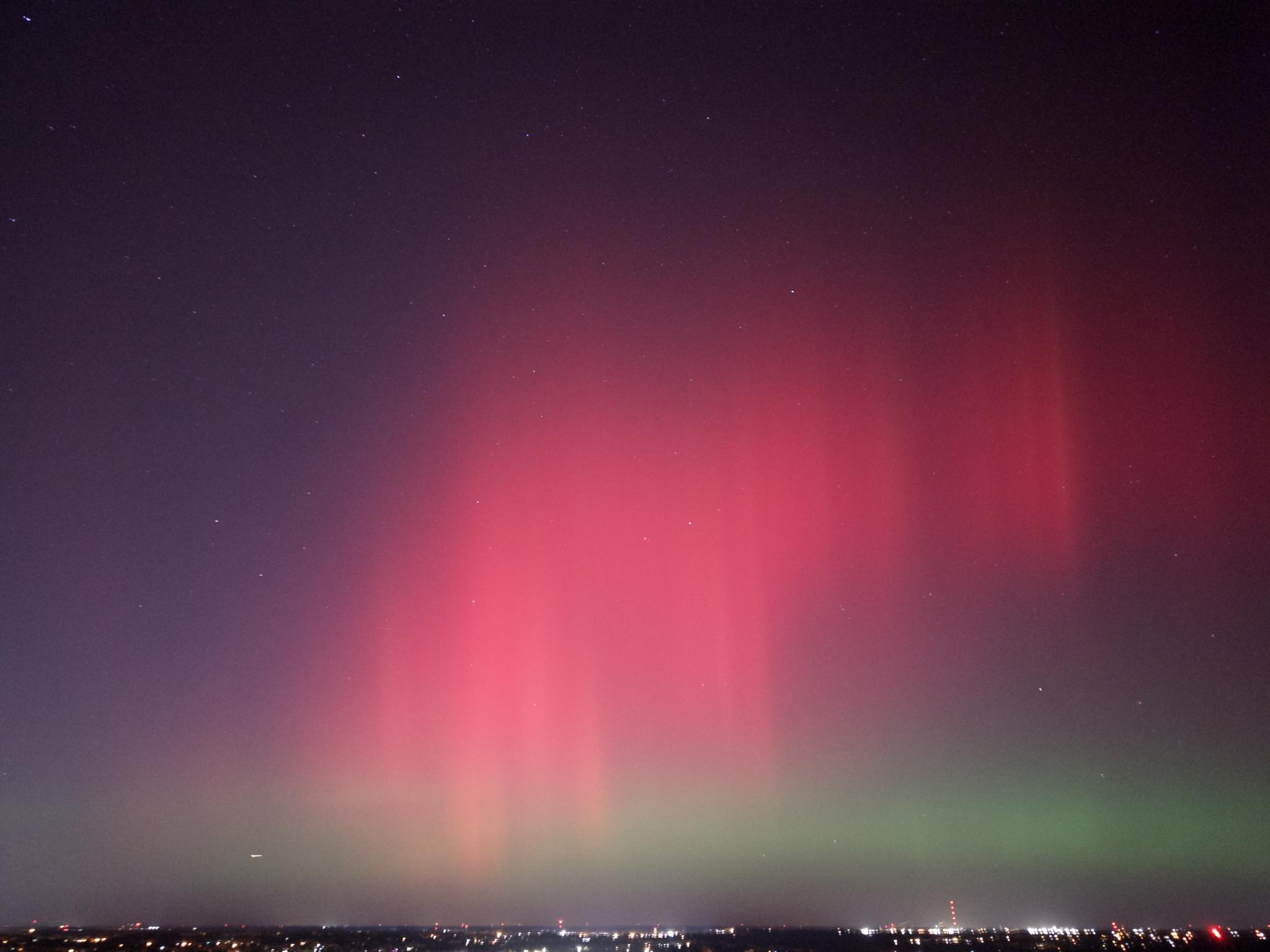 Night long exposure drone photography